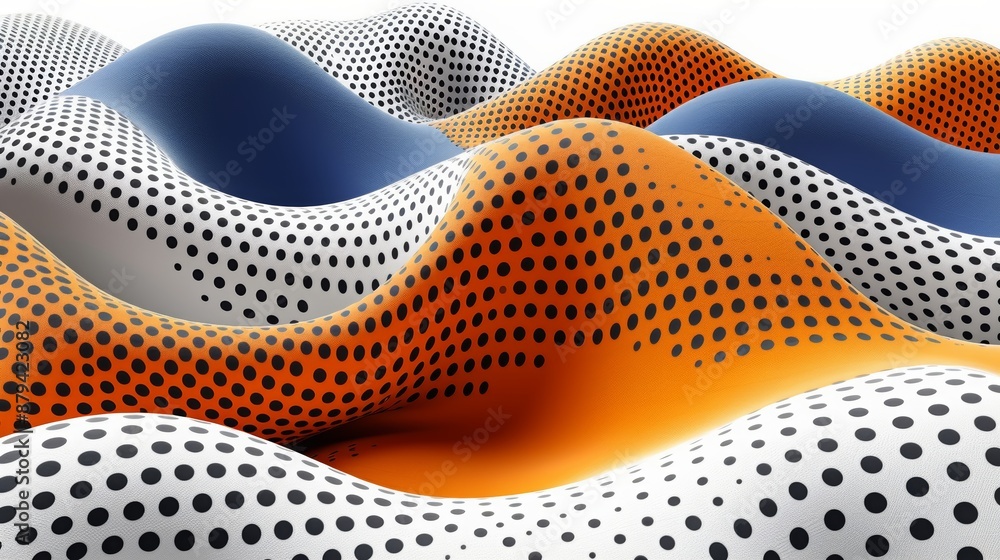 Poster colorful gradient fluid flow shape background with black dots, abstract background with the colorful
