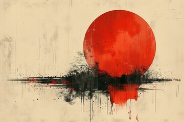 Bright and bold red circle on clean white background. Symmetrical design element.