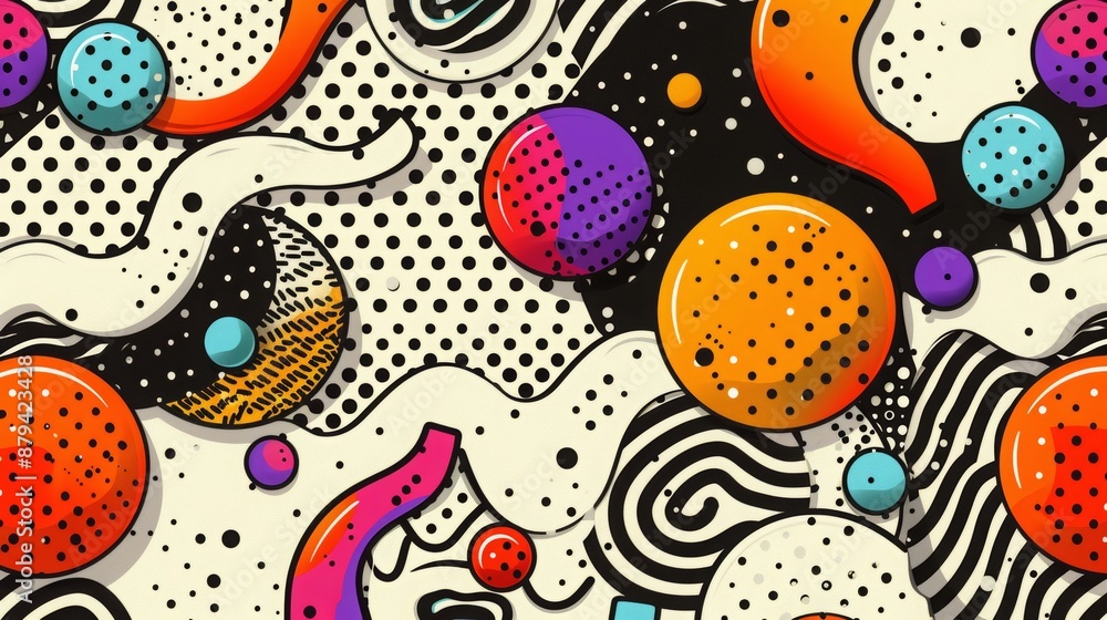 Poster colorful gradient fluid flow shape background with black dots, abstract background with the colorful