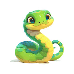 Naklejka premium Vector green snake symbol of 2025 year cute illustration sticker isolated on white background. Chinese New Year 2025. Chinese zodiac snake symbol.