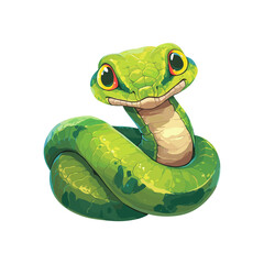 Fototapeta premium Vector green snake symbol of 2025 year cute illustration sticker isolated on white background. Chinese New Year 2025. Chinese zodiac snake symbol.