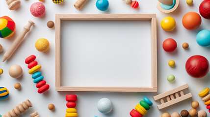 frame of colorful kid's toys