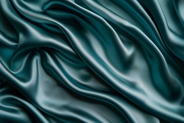 Obraz premium Luxurious Emerald Green Silk Fabric with Elegant Folds