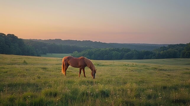 Horse grazing in a grassy field