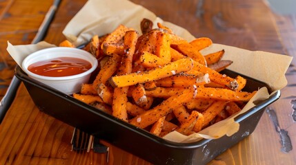 The sweet potato fries are crispy and flavorful img