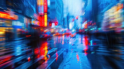 Abstract city lights blurred at night
