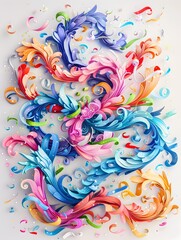 Vibrant and Modern Digital Rendering of the Number 39 with Streamers and Ribbons for Birthday or Anniversary