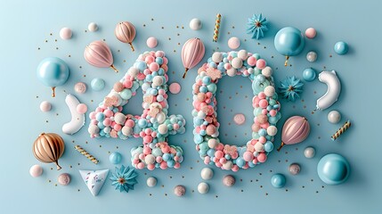 Festive Graphic Visual of 40 with Birthday Celebrating the Milestone