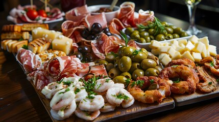 Tapas platter includes a variety of small appetizers picture