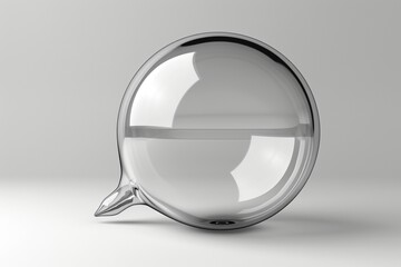 Minimalistic speech bubble isolated on pure white background. Symmetrical shape with clear outline, suggesting simplicity and clarity.