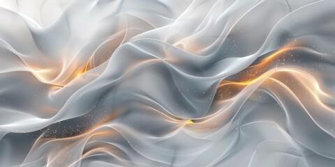Obraz premium A beautiful abstract design depicting fluid waves and golden light streaks, exuding a soft and elegant aesthetic