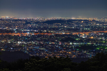 油山の片江展望台から望む福岡の夜景