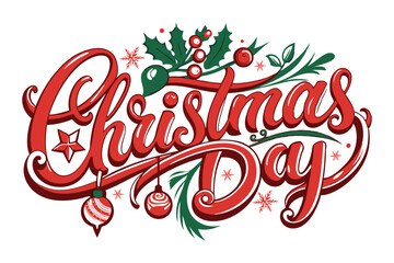 Happy Christmas Day Typography T-Shirt Design  isolated on a white background.