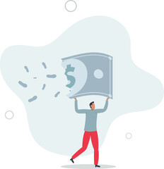 Lose money investment in financial crisis, profit and loss in business or deflation and inflation concept.flat design.illustration with people.