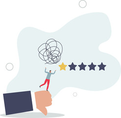 Negative feedback, bad review or one star customer feedback, terrible or poor quality user experience, low rating result or disappointment concept.flat design.illustration with people.