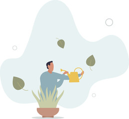 Personal development, self improvement or career growth, coaching or training to success, motivation to growing, develop skill or attitude concept.flat design.illustration with people.