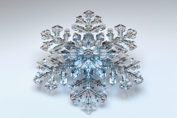 Fototapeta premium Snowflake in scientific illustration style on white backdrop, emphasizing intricate details