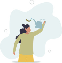 Self improvement, growth mindset, positive attitude to learn new knowledge improve creativity for business problem concept.flat design.illustration with people.