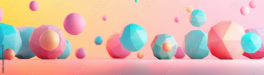 Sticker Abstract Geometric Shapes in Pastel Colors.