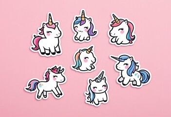 Whimsical Unicorn Stickers for Scrapbooking and Crafts