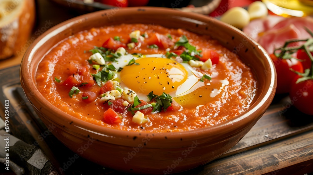 Wall mural Salmorejo is a thick and rich cold soup picture