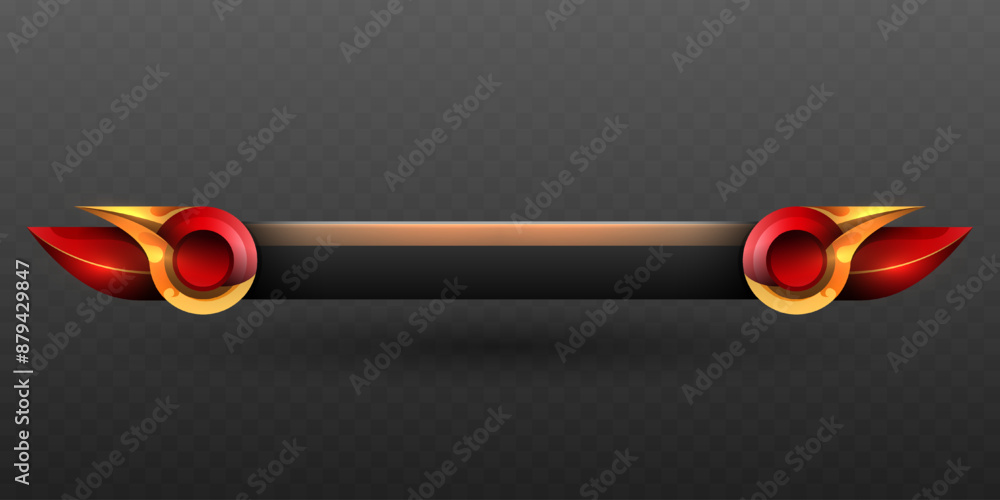 Poster gold and red fantasy game title lower third banner for game ui designs