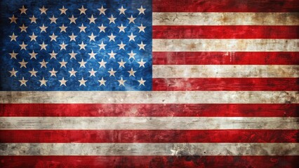 Fototapeta premium Vibrant textured American flag with red, white, and blue hues, symbolizing patriotism, freedom, and national pride of the USA.