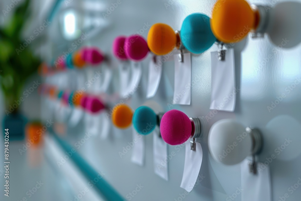 Poster colorful whiteboard task management system with bright reminders and a creative scheme for effective