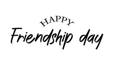 Happy Friendship Day vector typography illustration with a smile sign on white background. Friendship day hand drawn greeting card. friendship day lettering logo design.