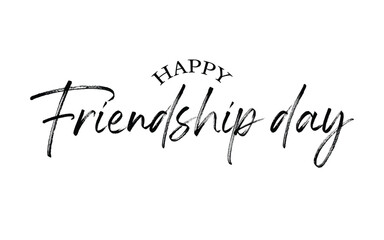 Happy Friendship Day vector typography illustration with a smile sign on white background. Friendship day hand drawn greeting card. friendship day lettering logo design.