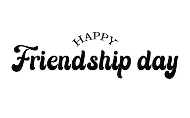 Happy Friendship Day vector typography illustration with a smile sign on white background. Friendship day hand drawn greeting card. friendship day lettering logo design.