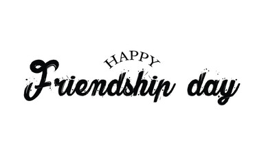 Fototapeta premium Happy Friendship Day vector typography illustration with a smile sign on white background. Friendship day hand drawn greeting card. friendship day lettering logo design.