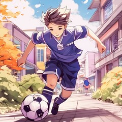 サッカーボール蹴りながら帰宅。