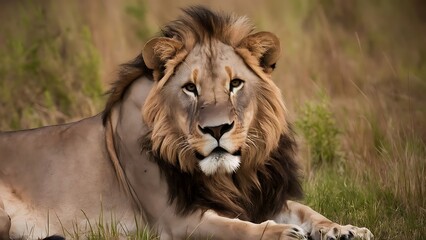 Fototapeta premium Portrait of African Lion Wallpaper