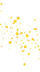 British pound coins falling. Scattered gold GBP