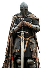 Fototapeta premium PNG Knight holding a sword weapon white background architecture.