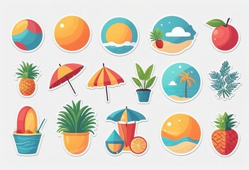 Minimalistic Summer Stickers: Vector Graphics for a Clean and Modern Look