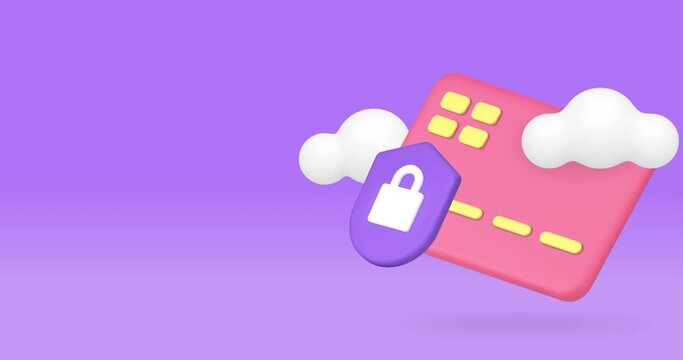 Online banking account card e money protection savings transaction storage 3d icon animation loop