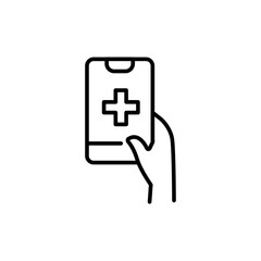 Medical app outline icons, minimalist vector illustration ,simple transparent graphic element .Isolated on white background