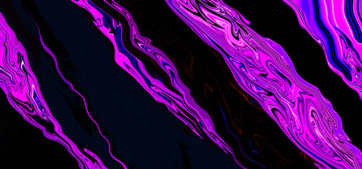Bright neon light purple pink wavy background. Abstract violet wave. Glitch Art trippy digital screen. Black Backdrop. Royal banner. Template. Luxury texture. Creative flyer. Metaverse. Tech card. VR