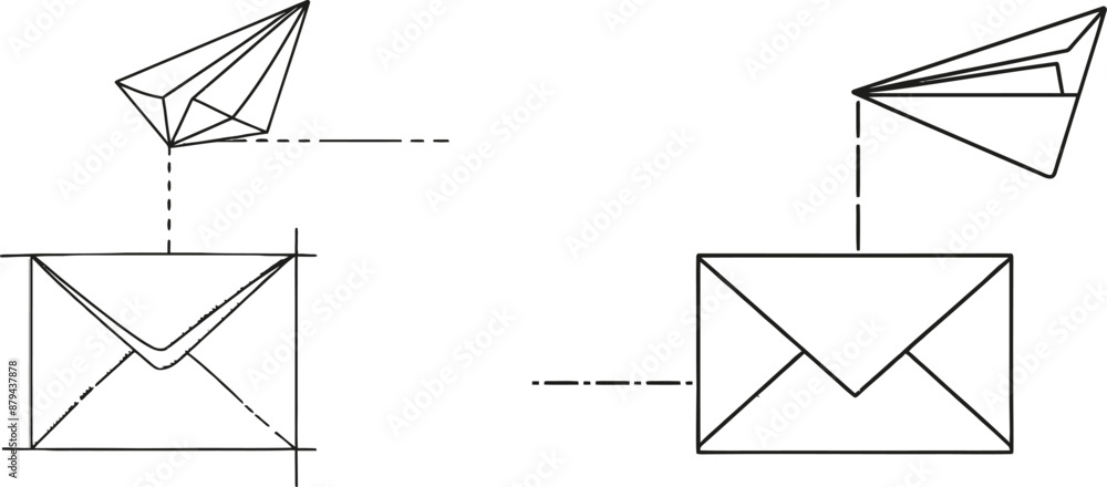 Fototapete Sending an email message and newsletter using a continuous line drawing. Business metaphor and creative idea. Modern illustration.