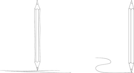 A stylized pencil drawing in one continuous line with a simple educator's day concept and a pen symbol in an editable stroke. A modern outline of a doodle.