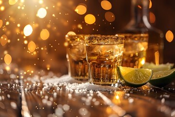 Festive Tequila Shots with Lime and Salt