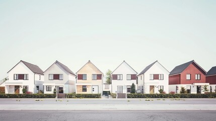 Row of new homes with empty space