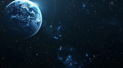 This image depicts half of the Earth planet shrouded in darkness, highlighting the beauty of our planet and evoking feelings of loneliness and contemplation in the vastness of space.