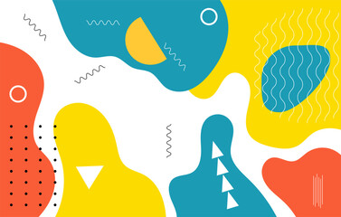 Colorful Abstract Cartoon Color Splash Background Childish playground. Geometric Vector Kid Design for Banner, Wallpaper, Poster