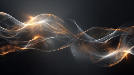 Create a captivating visual effect with a harmonious blend of white and gold, forming elegant abstract waves