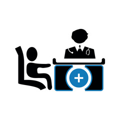 Doctor patient consultation medical, talking icon.