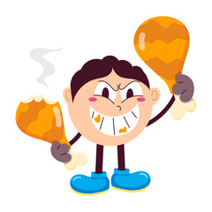 Fried sticks sticker in flat style 

