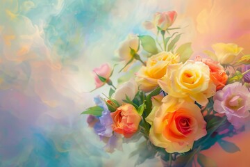 Obraz premium Close-Up of Vibrant Colorful Flowers. Beautiful simple AI generated image in 4K, unique.
